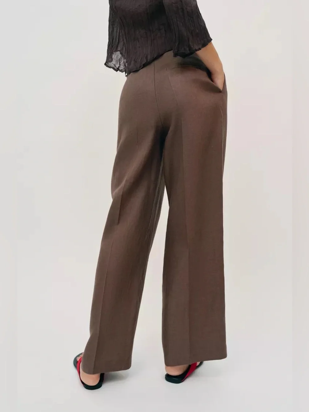 Zara 100% LINEN STRAIGHT LEG PANTS